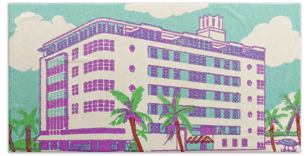 Apartment Beach Towel featuring the drawing Hotel in the Tropics by CSA Images
