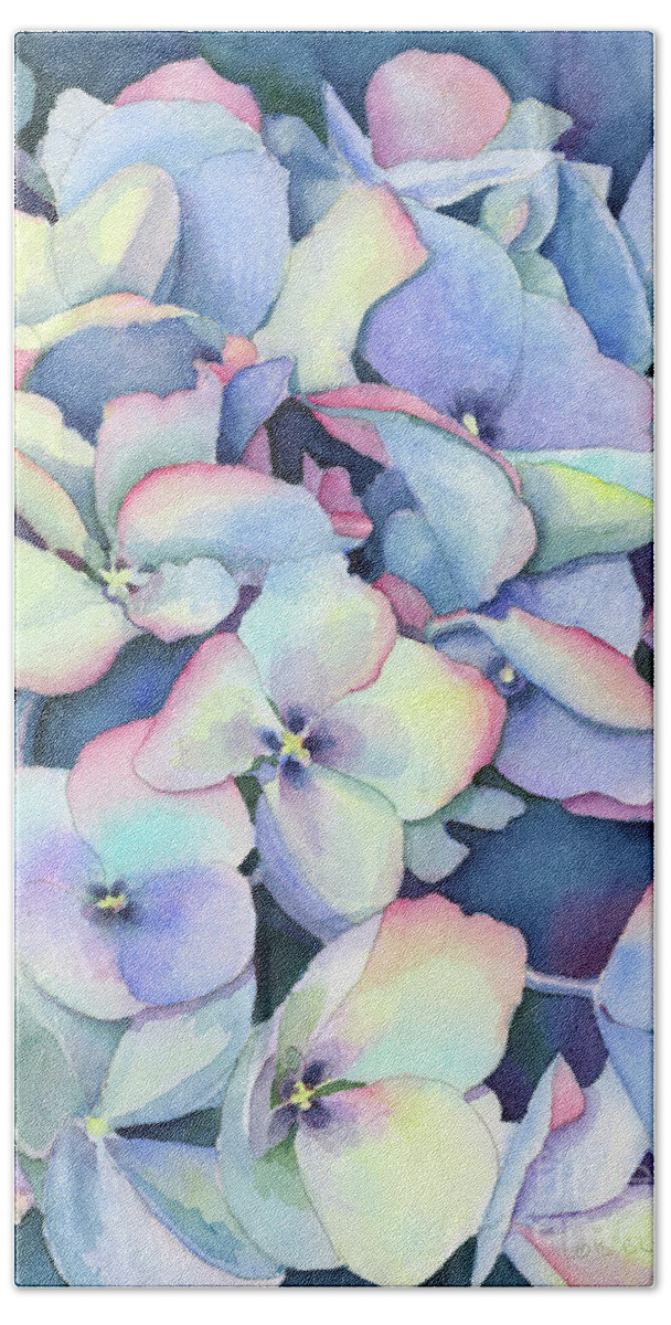 Face Mask Beach Towel featuring the painting Hydrangea Study by Lois Blasberg