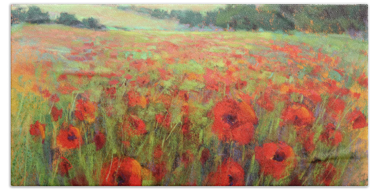 Poppies Beach Sheet featuring the painting I Dream of Poppies by Susan Jenkins