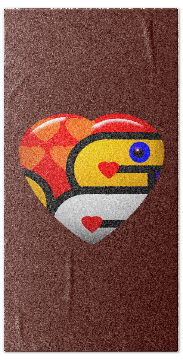Red Love Heart Beach Towel featuring the digital art I See You by Charles Stuart