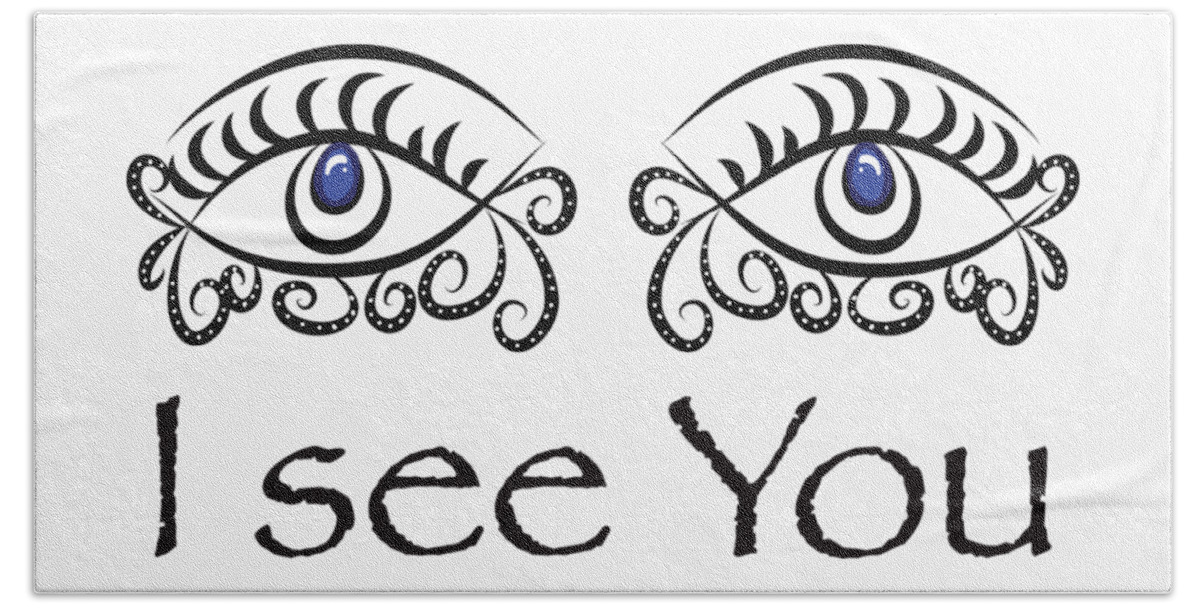 Eyes Beach Towel featuring the digital art I See You by Patricia Piotrak