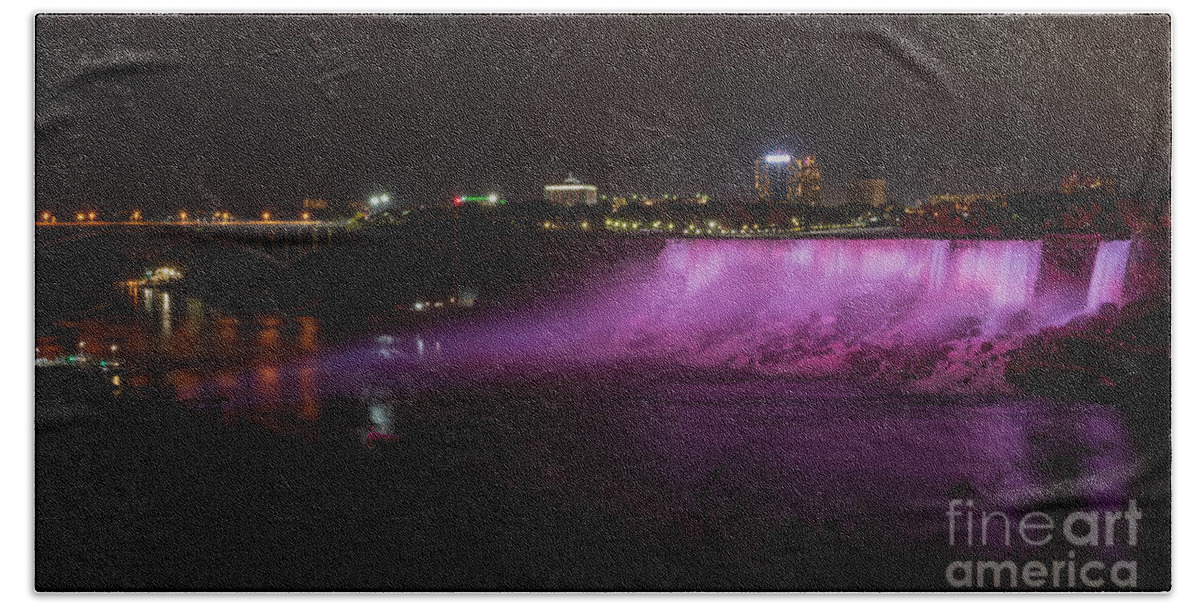 Photography Beach Towel featuring the photograph Illuminated American Falls by Alma Danison
