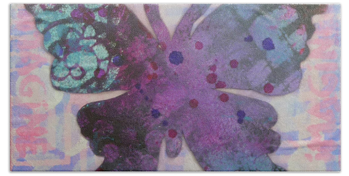 Butterfly Beach Towel featuring the mixed media Imagine Butterfly by Lisa Crisman