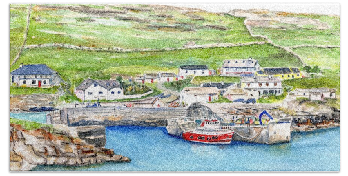Inishturk Ireland Beach Towel featuring the painting Inishturk Island Ireland by Carlin Blahnik CarlinArtWatercolor