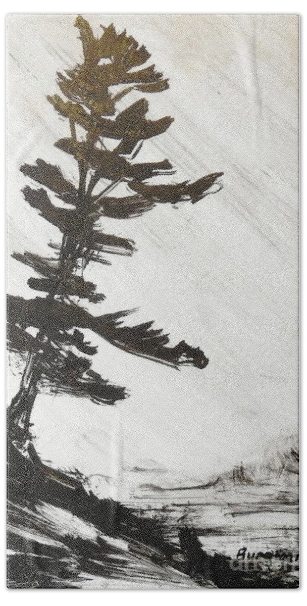 India Ink Beach Towel featuring the painting Ink pochade41 by Petra Burgmann