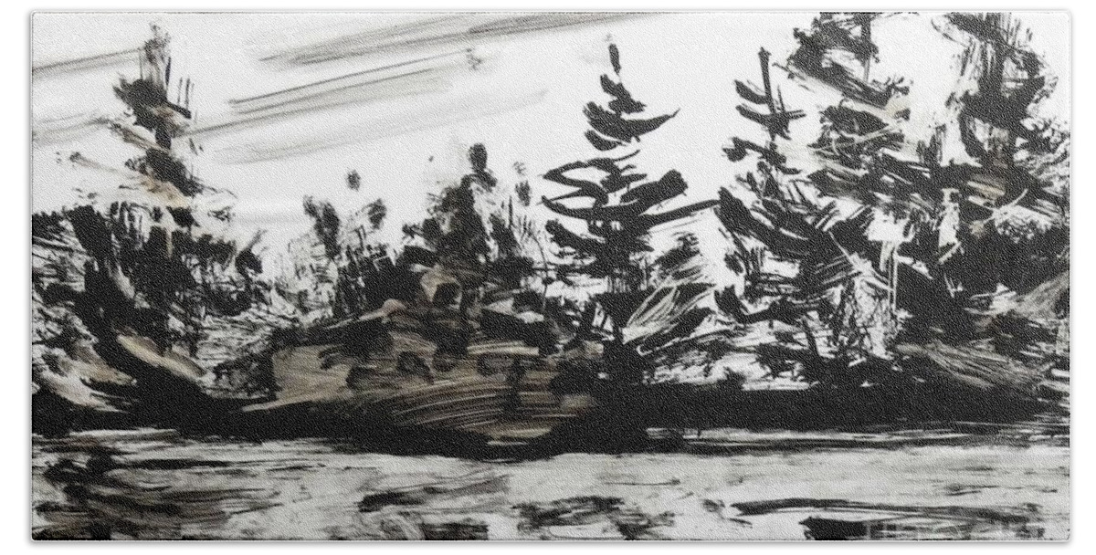 India Ink Beach Sheet featuring the painting Ink Prochade 4 by Petra Burgmann