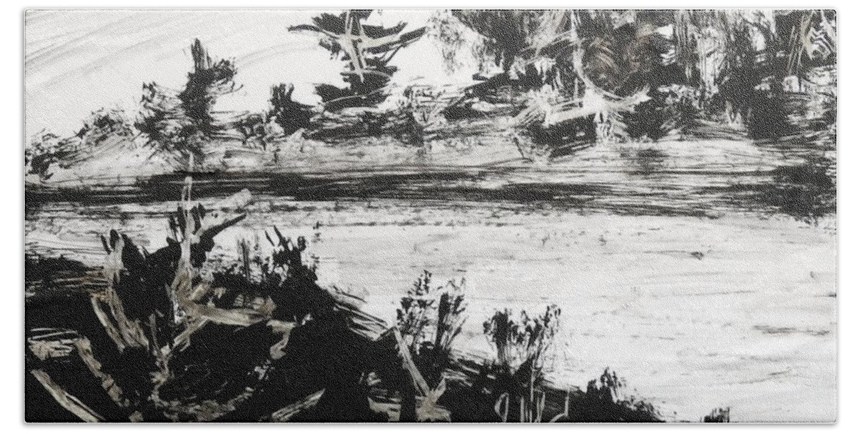 India Ink Beach Towel featuring the painting Ink Prochade 6 by Petra Burgmann