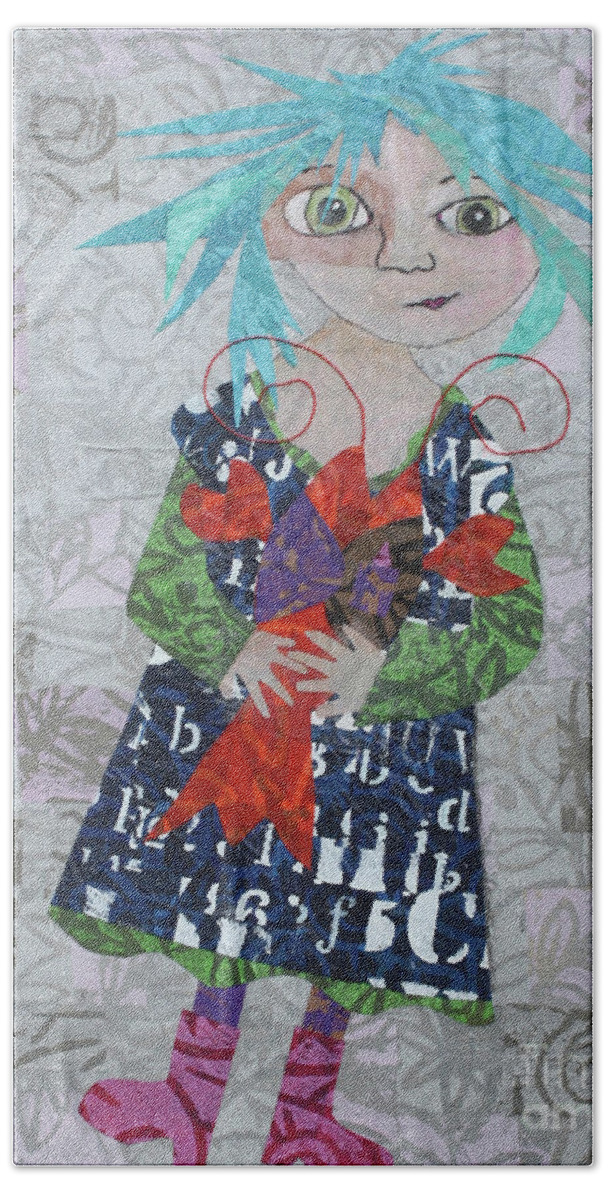 Art Collage Beach Sheet featuring the mixed media Isabelle by Janyce Boynton