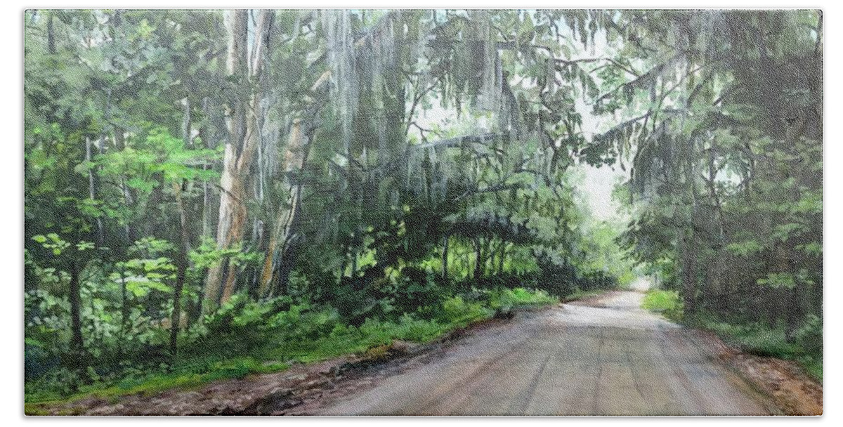 Country Road Beach Towel featuring the painting Island Road by William Brody