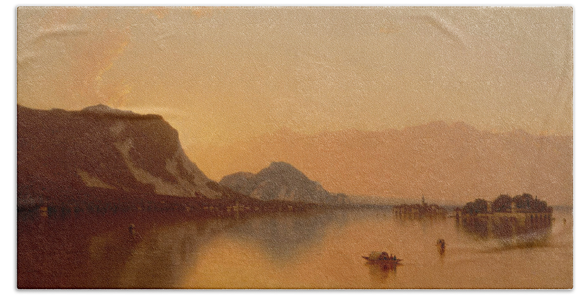 19th Century Art Beach Towel featuring the painting Isola Bella in Lago Maggiore, 1871 by Sanford Robinson Gifford
