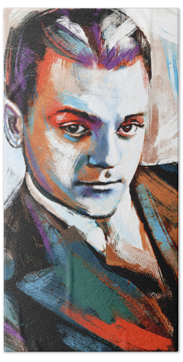 James Cagney Beach Towel featuring the painting James Cagney painting by Movie World Posters