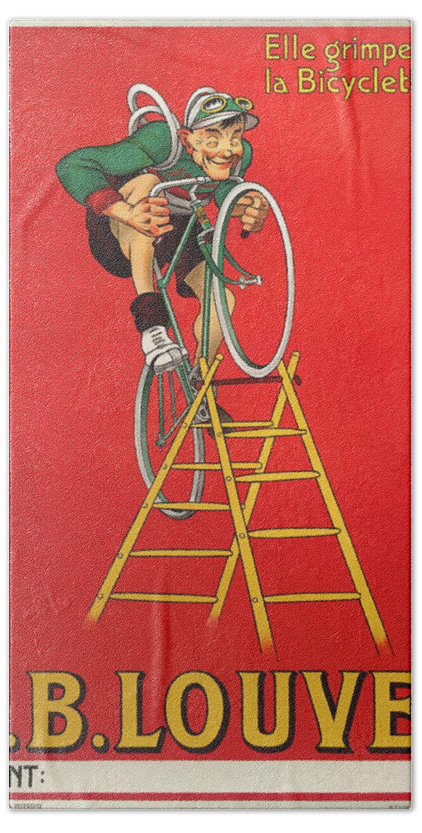 Bicycle Beach Towel featuring the painting J.B. Louvet by Mich