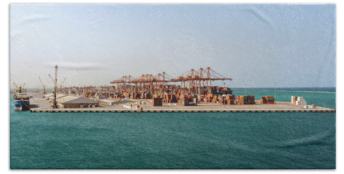 Seaport Beach Towel featuring the photograph Jeddah Seaport by William Dickman