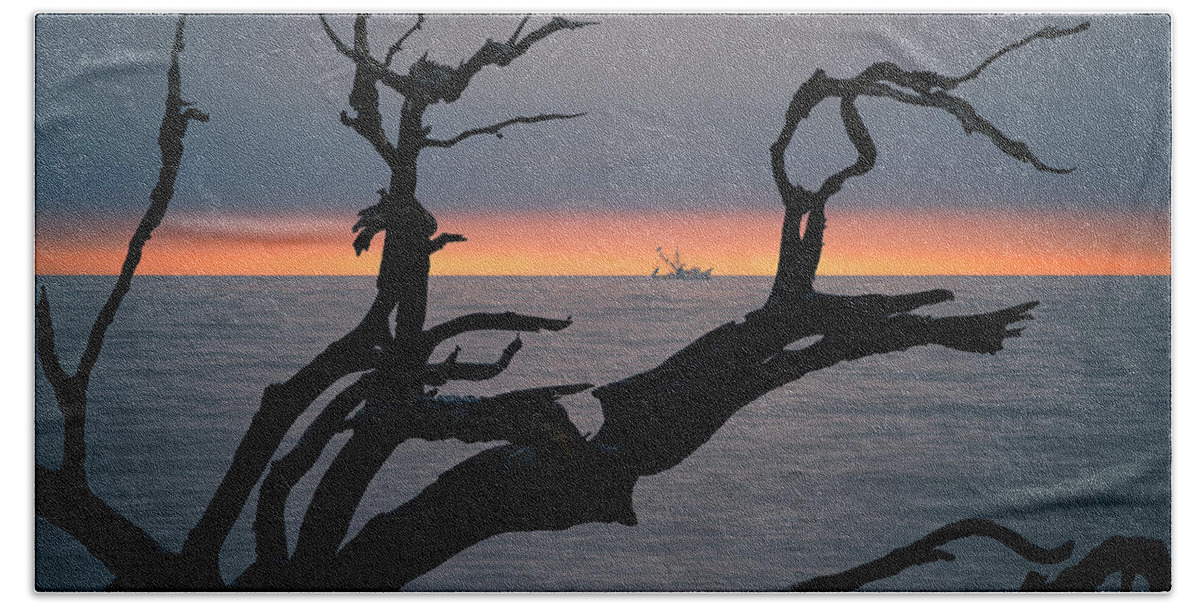 Driftwood Beach Beach Towel featuring the photograph Jekyll Island Sunrise by James Covello