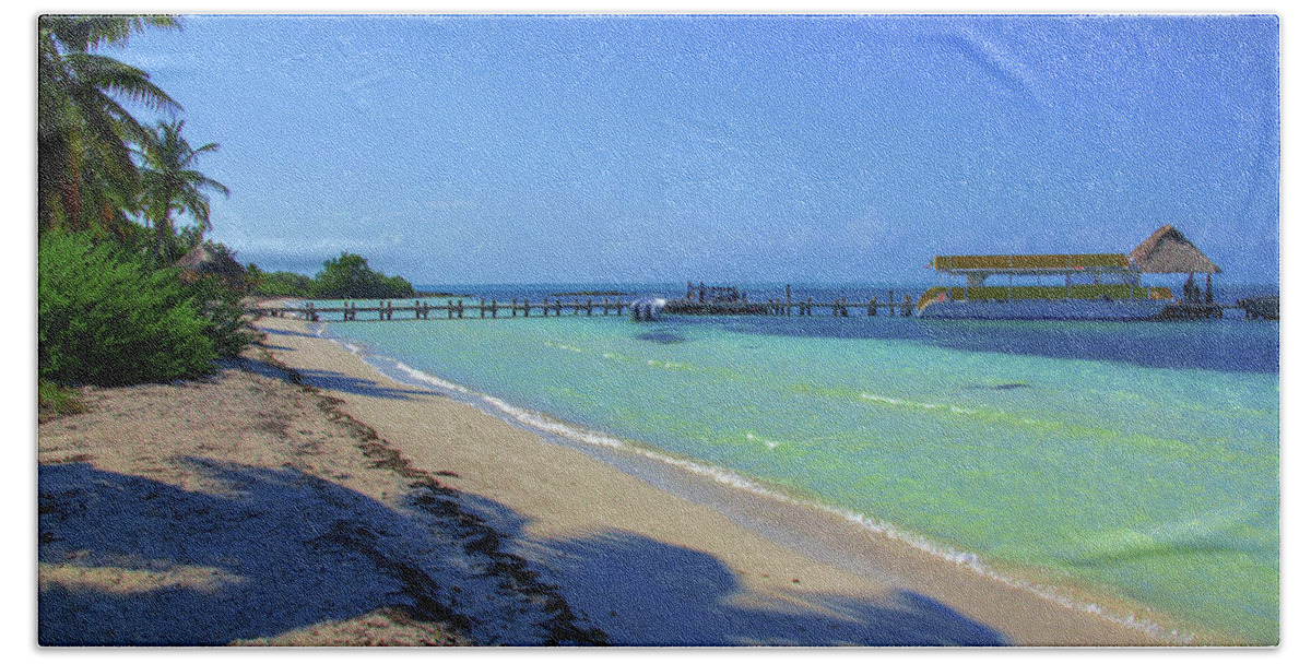 Jetty Beach Sheet featuring the photograph Jetty on Isla Contoy by Sun Travels