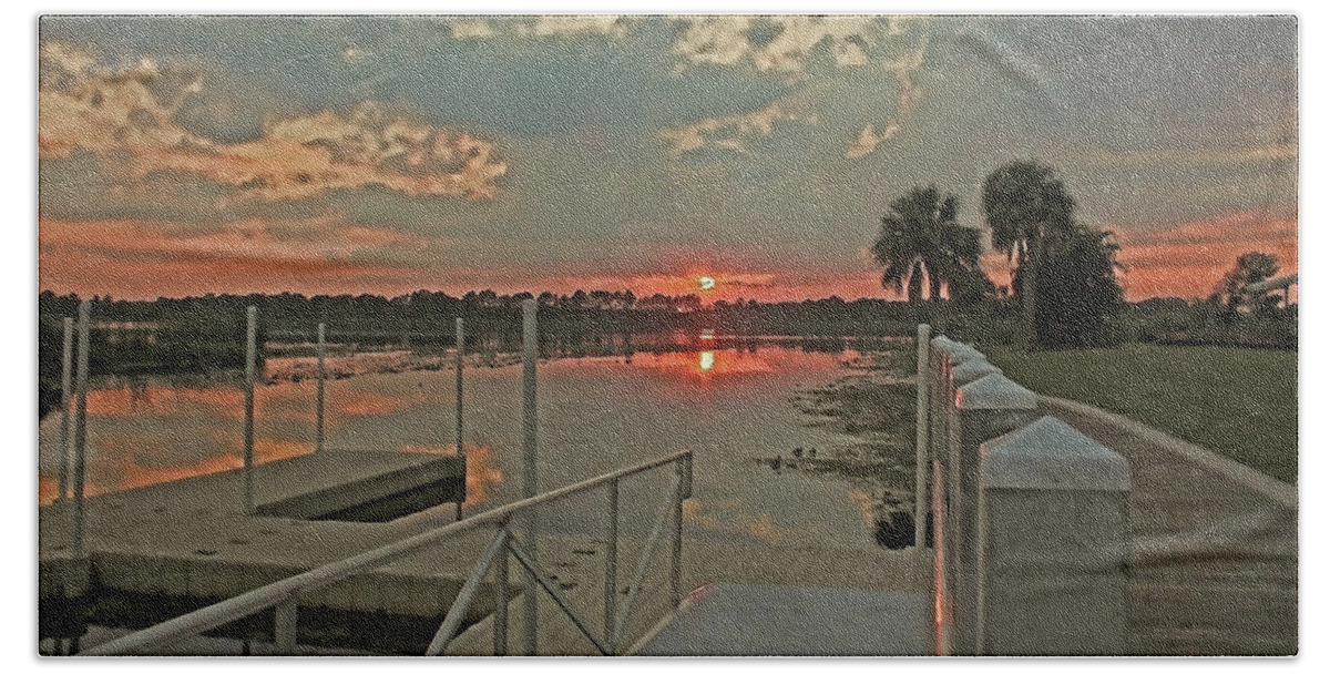 Jiggs Landing Beach Towel featuring the photograph Jiggs Landing Sunset by HH Photography of Florida