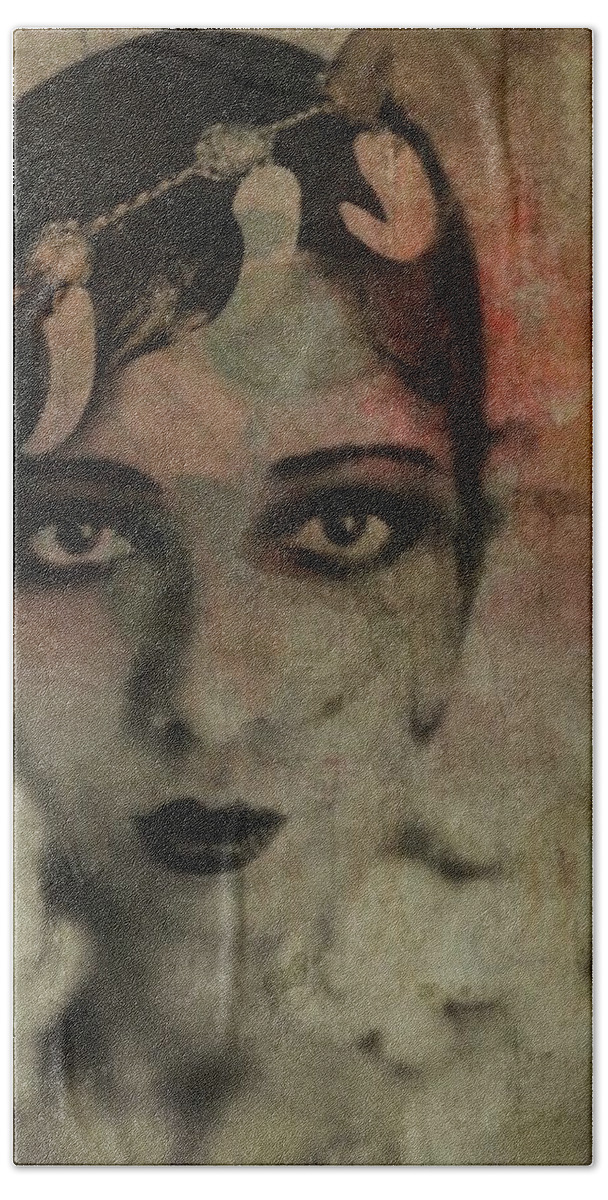 Josephine Baker Beach Towel featuring the mixed media Josephine Baker - Vintage by Paul Lovering