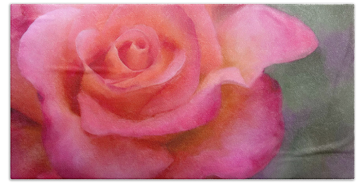 Painted Rose Beach Towel featuring the painting Judy's Rose by Jeanette Mahoney