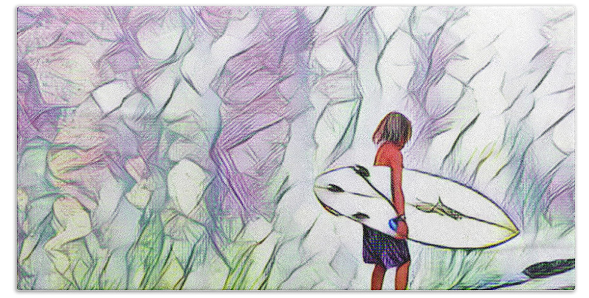Surf Beach Towel featuring the digital art Ka Nalu Nui Loa by Don J Gray
