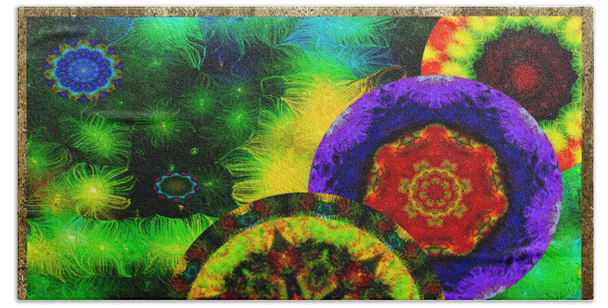 Moon Beach Towel featuring the mixed media Kaleidoscope Moon for Children Gone to Soon Number - 3 Intensified by Aberjhani