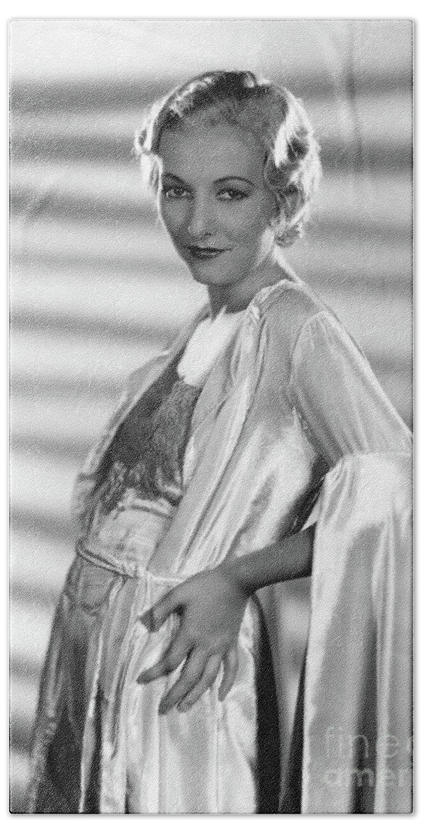 Karen Morley Beach Towel featuring the photograph Karen Morley 1932 by Sad Hill - Bizarre Los Angeles Archive