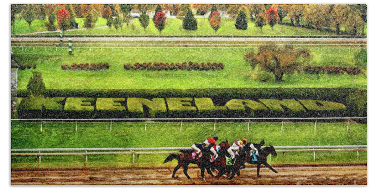 Keeneland Beach Towel featuring the digital art Keeneland by CAC Graphics
