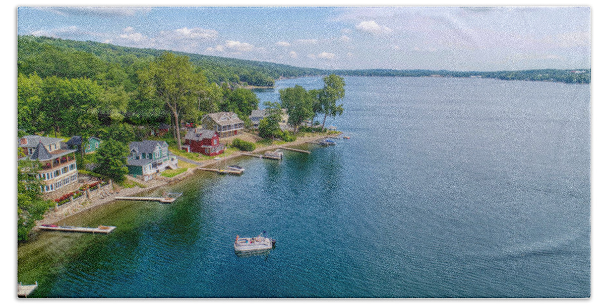 Finger Lakes Beach Towel featuring the photograph Keuka Boat Day by Anthony Giammarino