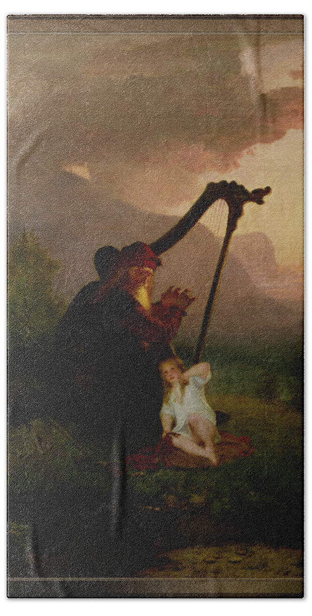King Heimer And Aslög Beach Towel featuring the painting King Heimer and Aslog by August Malmstrom by Rolando Burbon