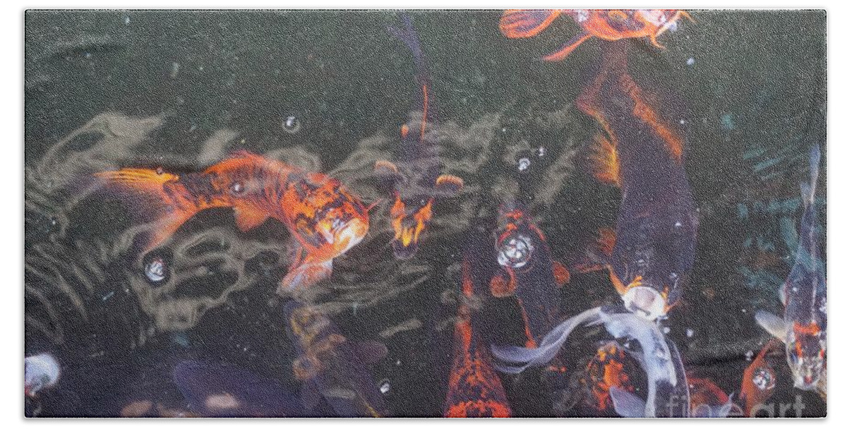 Koi Beach Towel featuring the photograph Koi in a Pond by Jimmy Clark