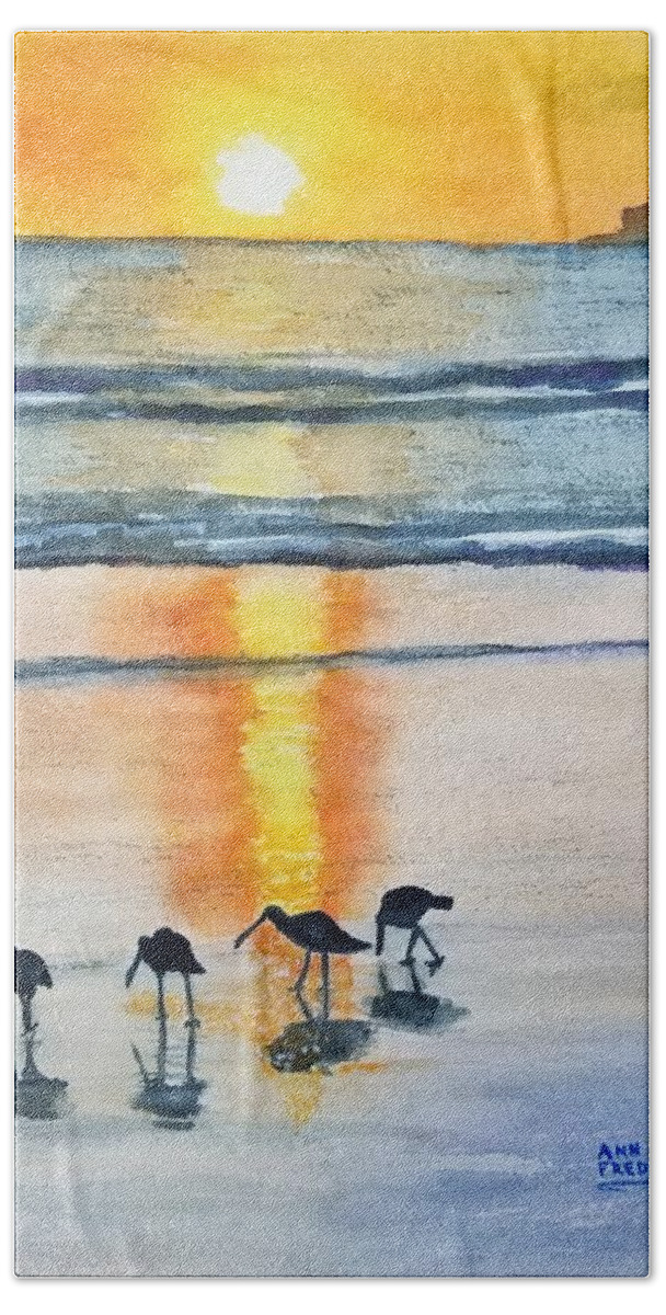 Sunset Beach Towel featuring the painting Coronado Sunset by Ann Frederick
