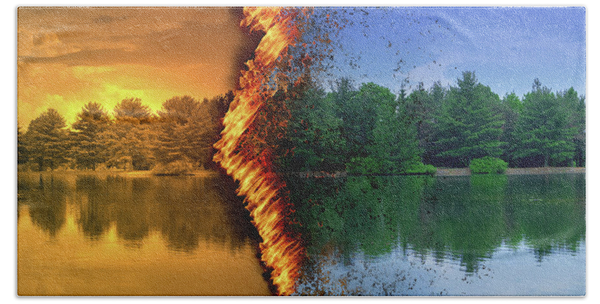 Lake Beach Towel featuring the photograph Global Warming by Jason Fink