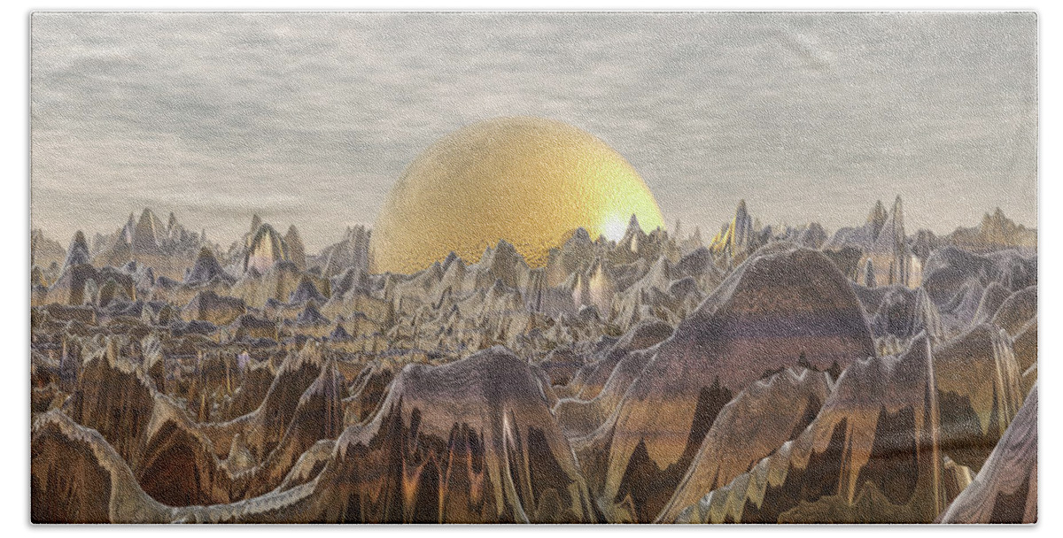 Golden Orb Beach Sheet featuring the digital art Land of The Golden Orb by Phil Perkins