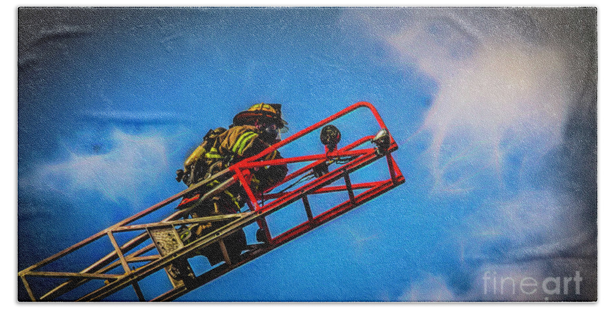 This Was The Last Fire This Rig Went To Because 3 Days Later The New Ladder Went Into Service. #fire #firefighter #firefighters #brotherhood #tradition #firephoto #smoke #scba #workingfire #instagood #firemen #fireman #firechief #instagramphotos #photography #photographer #instagram #picoftheday #imageoftheday #photo #hdr #highdynamicrange #skylum #aurorahdr2019 #firephotography #firephotographer #instagramphotos #topazlabs Beach Sheet featuring the photograph Last Fire by Jim Lepard