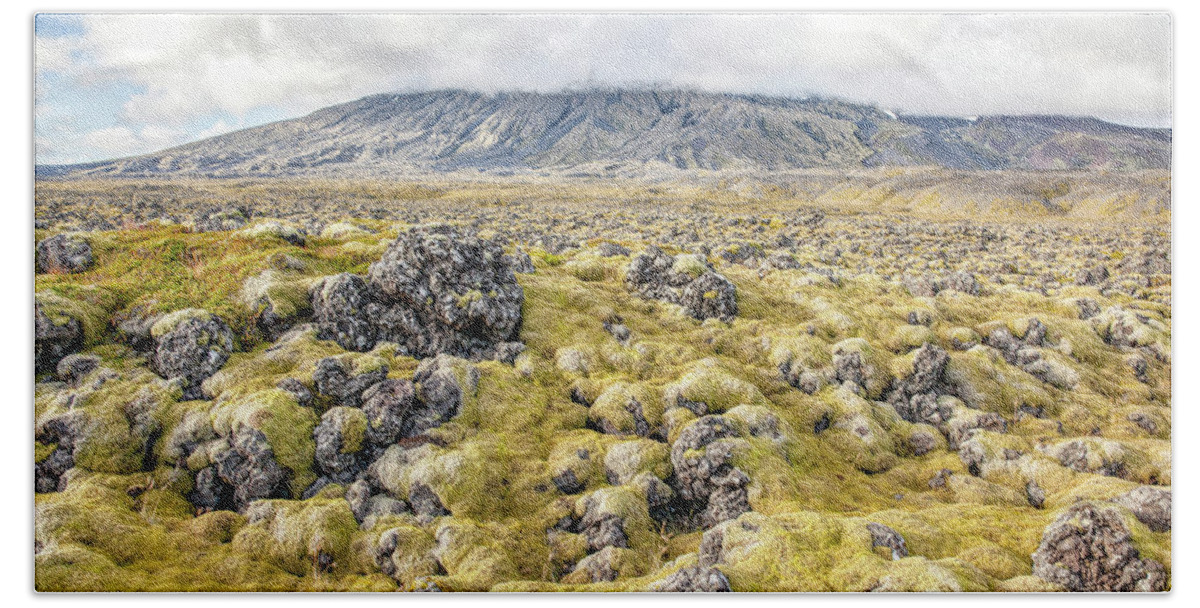 David Letts Beach Towel featuring the photograph Lava Fields of Iceland by David Letts