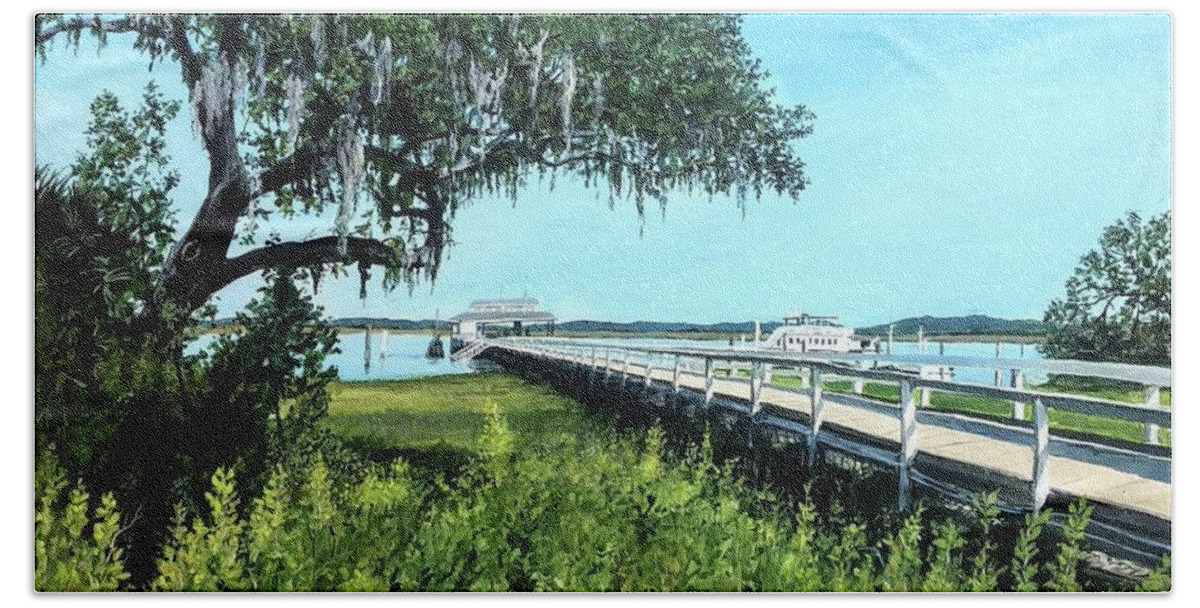 Daufuskie Island Beach Towel featuring the painting Leaving For Now by William Brody