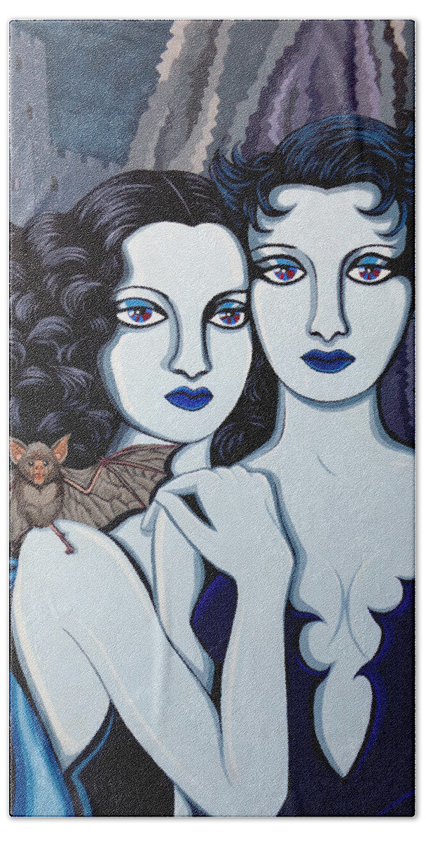 Gothic Beach Towel featuring the painting Les Vamperes Bleu by Tara Hutton