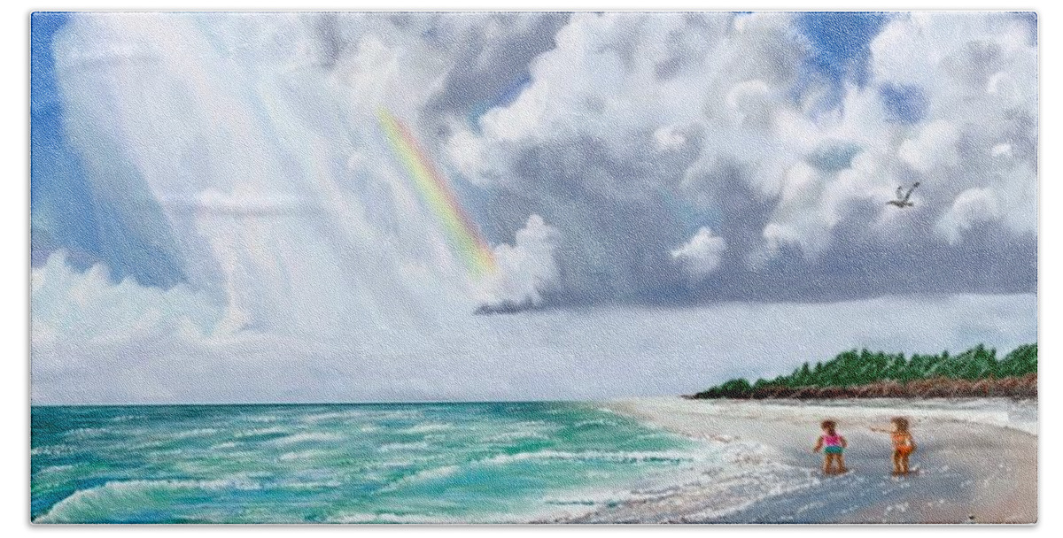 Lido Key Beach Towel featuring the digital art Lido Key Beach Thunderstorm 2017 by Gary F Richards