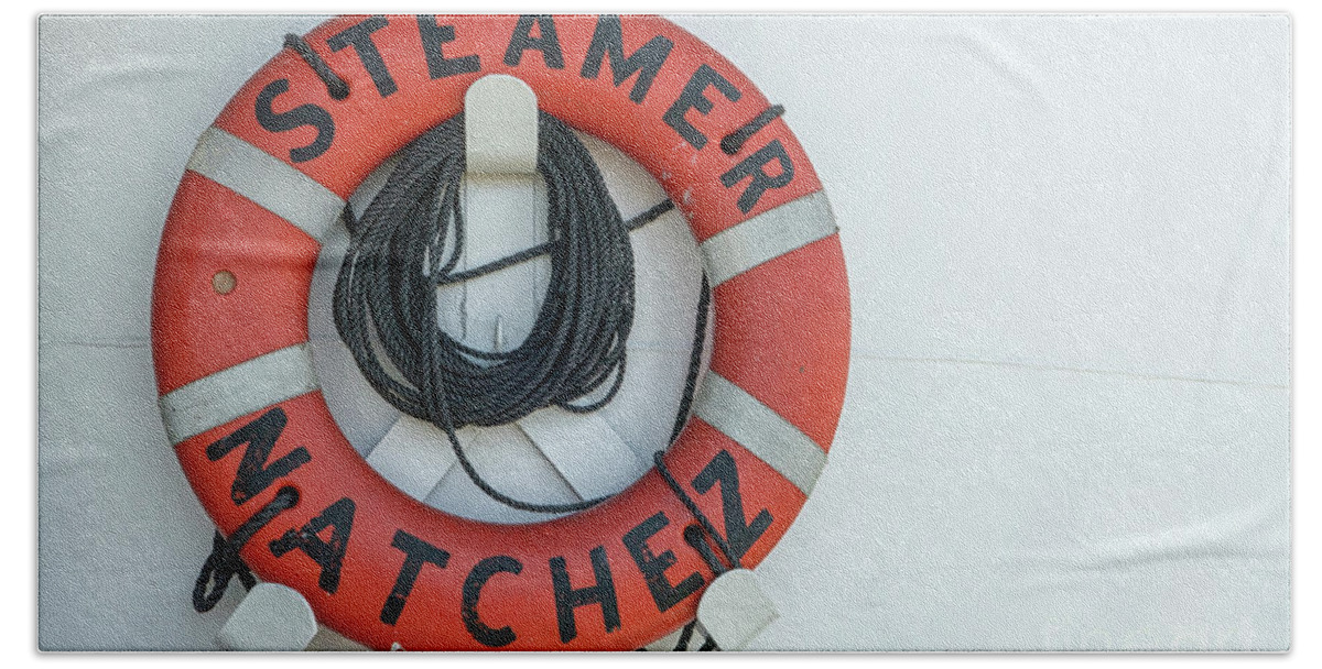 Steamer Beach Towel featuring the photograph Life buoy on a ship by Patricia Hofmeester
