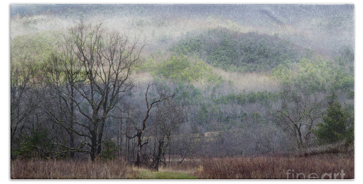 Smoky Mountains Beach Towel featuring the photograph Light Mountain Snow by Mike Eingle