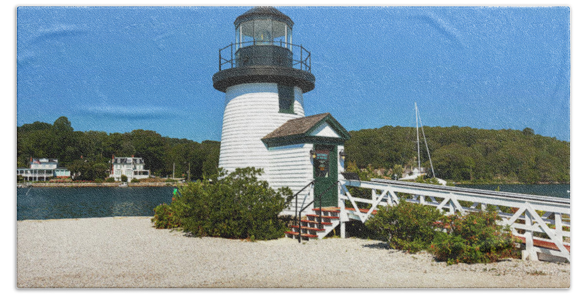 Estock Beach Towel featuring the digital art Lighthouse In Mystic Seaport by Claudia Uripos
