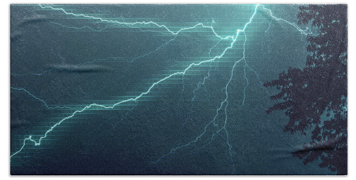Lightning Beach Sheet featuring the photograph Lightning Grid by Jason Fink