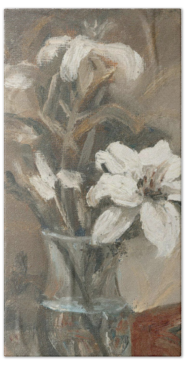 Lilies Beach Towel featuring the painting Lilies no. 2 by Linda Anderson