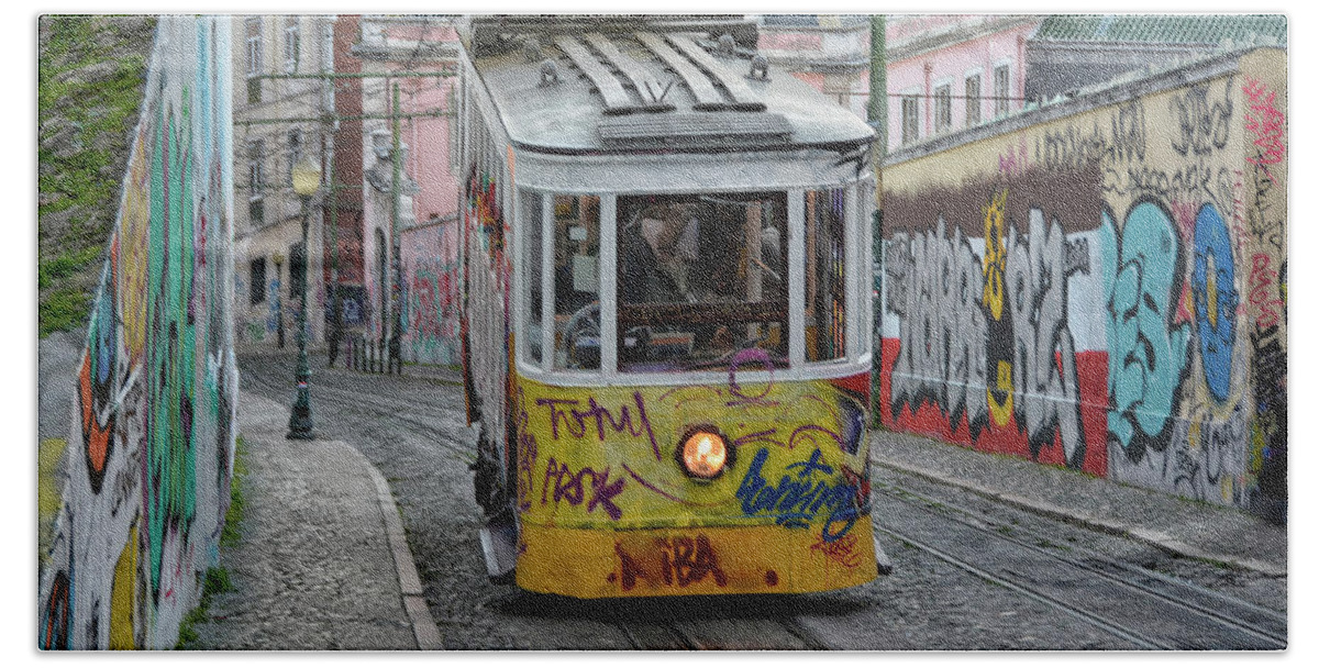 Transportation Beach Towel featuring the photograph Lisbon electrical tramway by Joachim G Pinkawa