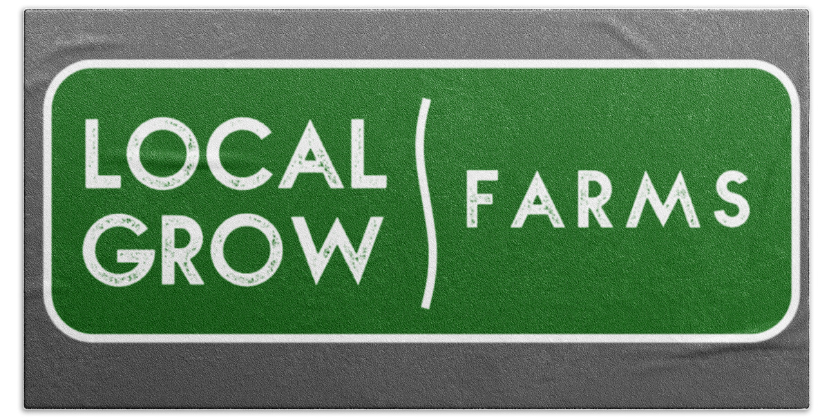 Beach Towel featuring the drawing Local Grow Farms logo on dark backgrounds by Charlie Szoradi