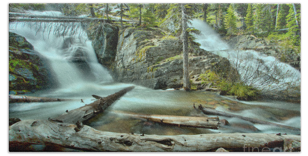 Twin Falls Beach Towel featuring the photograph Logs Below Twin Falls by Adam Jewell