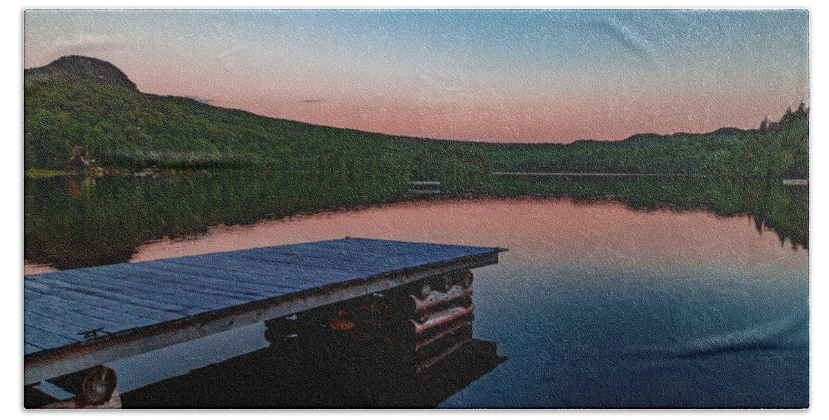 Lake Beach Towel featuring the photograph Long Pond Evening by Tim Kirchoff