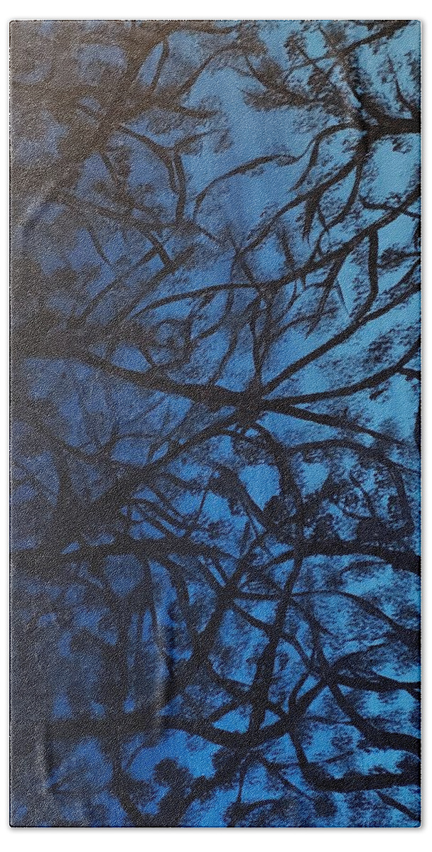 Painting Beach Towel featuring the painting Looking up through the trees by Kathlene Melvin