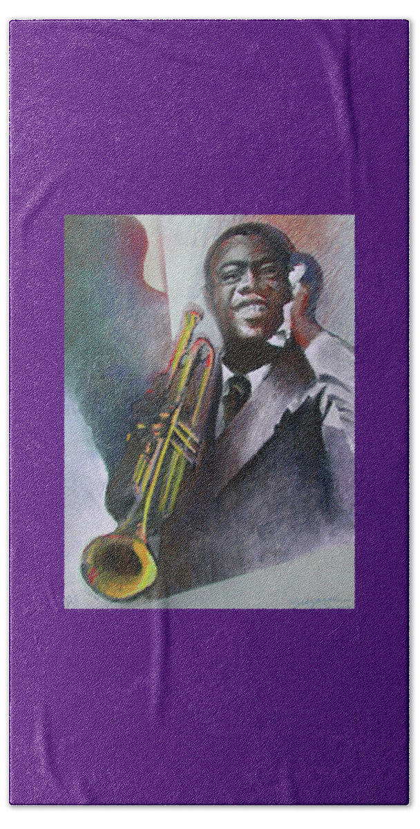 Louis Armstrong Beach Towel featuring the painting Louis Armstrong by Suzanne Giuriati Cerny