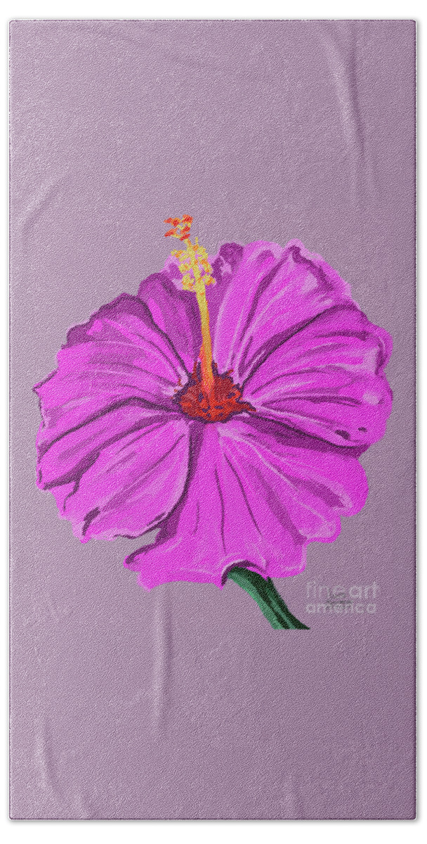 Hibiscus Beach Sheet featuring the digital art Lovely Pink Hibiscus by Annette M Stevenson