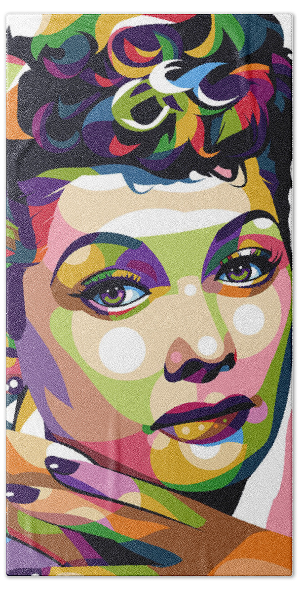 Lucille Beach Towel featuring the digital art Lucille Ball by Stars on Art
